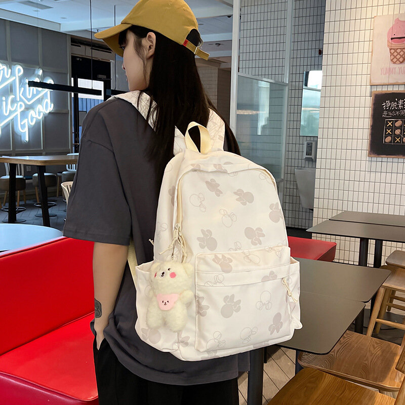 Disney novo bonito mickey impressão mochila doce menina saco de viagem alta capacidade mochila para alunos da escola primária e secundária