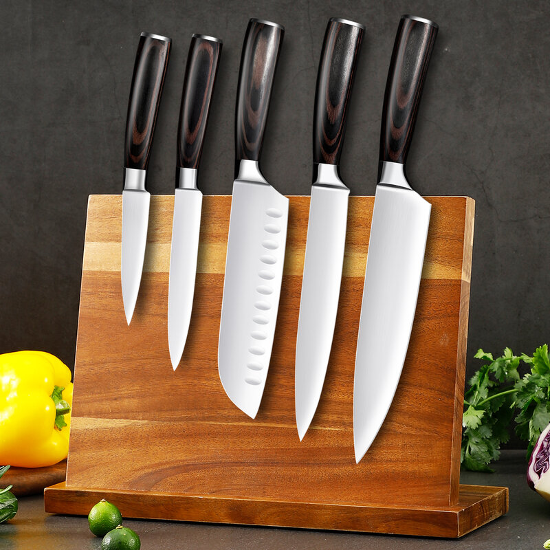 Mokithand-conjunto de facas de cozinha profissional, facas japonesas de chef 7cr17, aço inoxidável de alto carbono, carne, com santoku