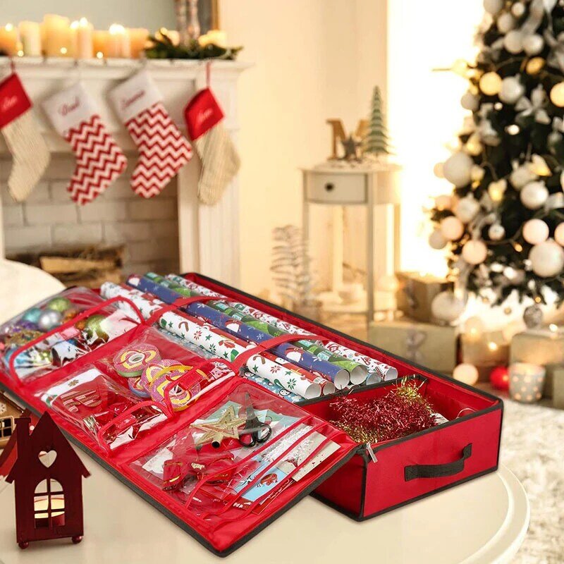 أكسفورد القماش شجرة عيد الميلاد حقيبة تخزين ، كيس كبير الحجم ، عطلة إكليل المنظم ، الأحمر ، عالية الجودة ، هدية