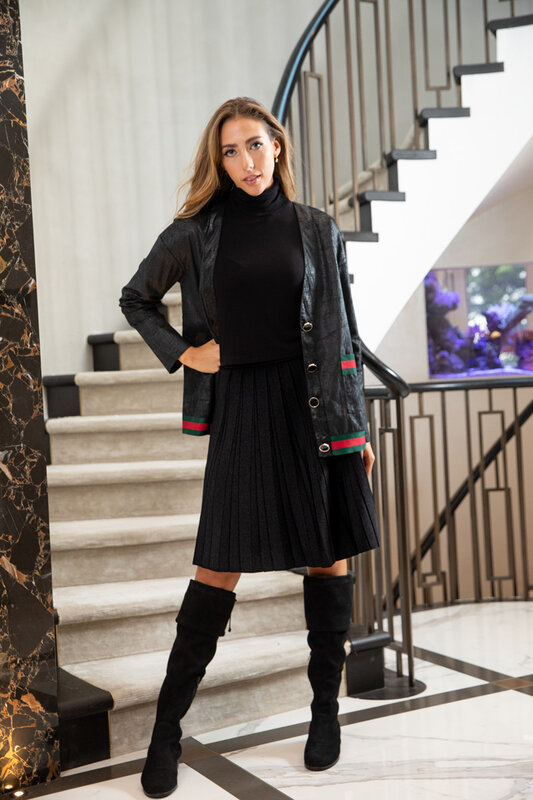 Jupe plissée tricotée pour femme, tenue classique, taille haute, couleur unie, mode 2022