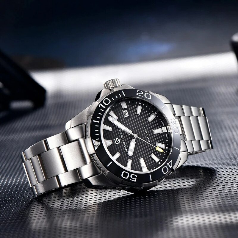Pagani novo relógio mecânico safira nh35a relógio automático resistente à água 10bar luxo aço inoxidável relógio masculino genebra