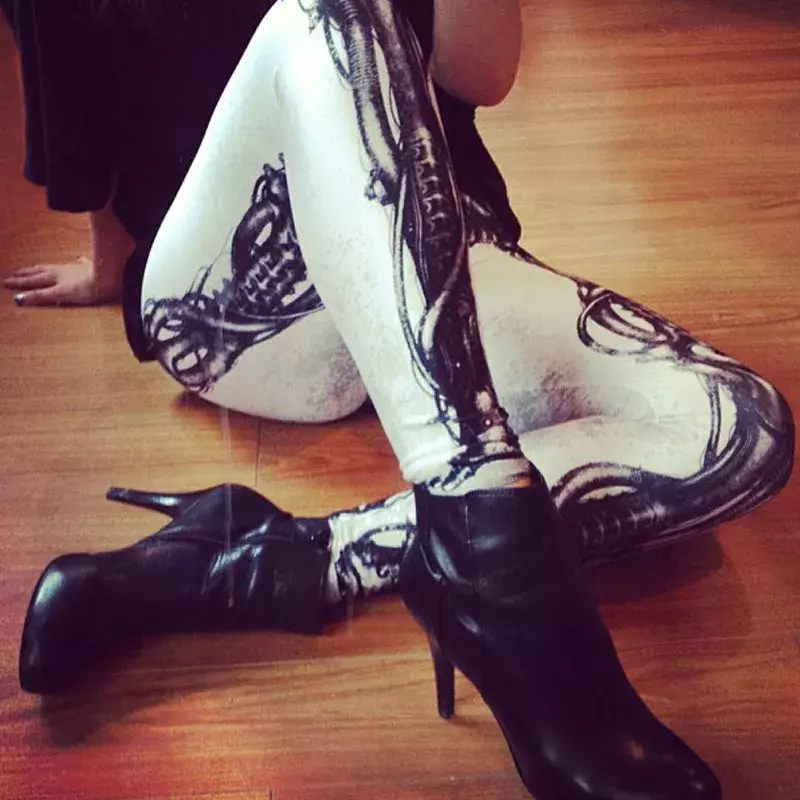 YSDNCHI-Leggings con estampado 3D para mujer, calzas digitales con diseño de huesos de pierna negra, marco de esqueleto, pantalones de lápiz