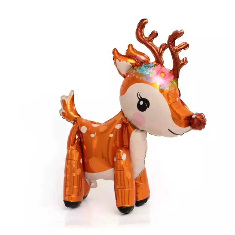 1 pcかわいい4D鹿ウォーキング鹿動物クリスマスパーティーの装飾子供の誕生日の装飾鹿おもちゃ箔グローブ
