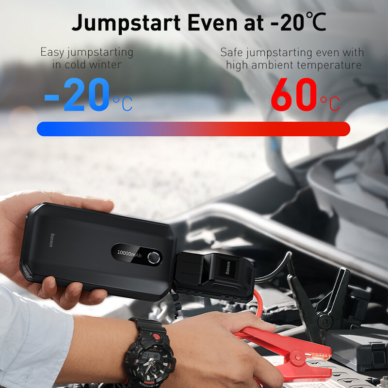 Baseus 10000mAh Car Jump Starter Power Bank centrale elettrica portatile 1000A dispositivo di avviamento caricabatteria per auto Booster Jump Start