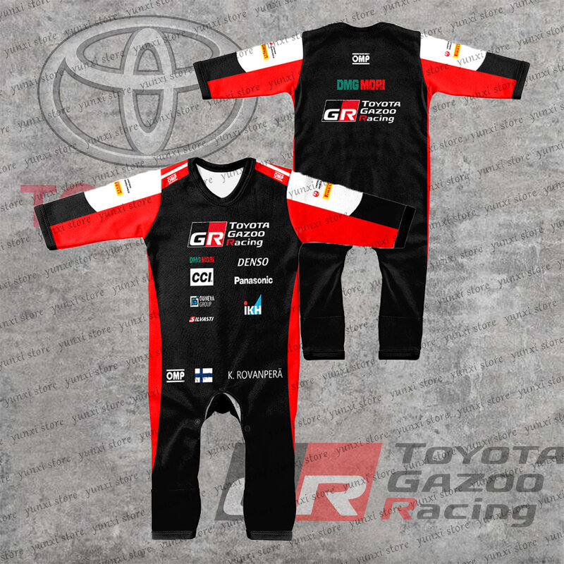 New Hot Sale WRC Rally Fashion Street Boys and Girls One Piece TOYOTA Team Red Black Cotton Extreme Sports Amateur Bebe Bodysuit