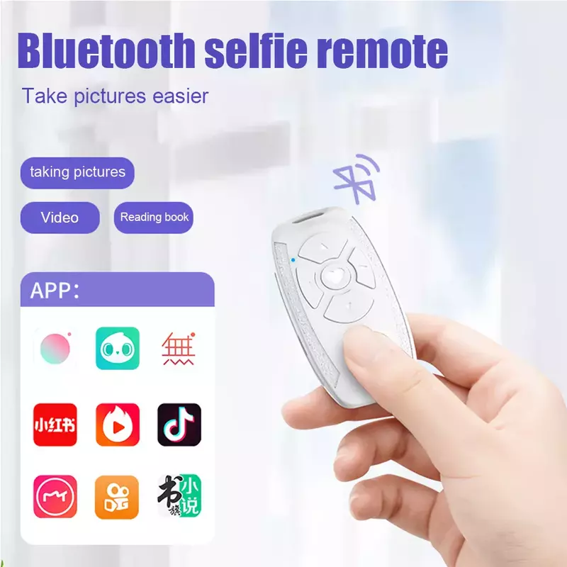 Pulsante di controllo remoto compatibile con Bluetooth ricaricabile Controller Wireless Selfie Camera Stick Shutter Release per telefoni e-book