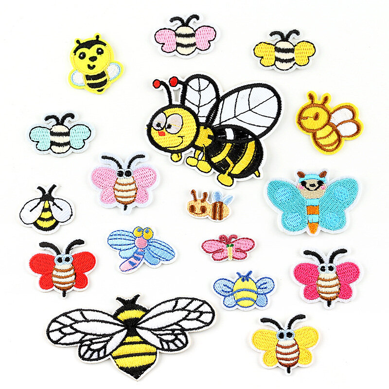 17Pcs Cartoon Little Bee Serie Strijken Patches Voor Op Kleding Applique Hoed Jeans Naaien-Op Rok Geborduurde Patch decor Sticker