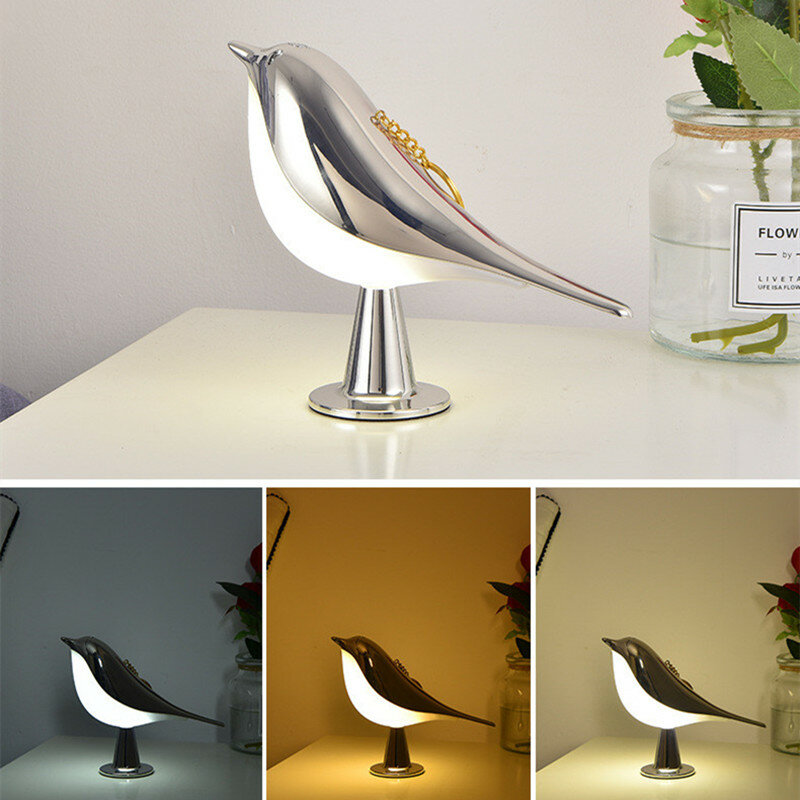 Bird Night Light Touch Control camera da letto lampada da comodino lampada da tavolo ricaricabile a tre colori Magpie Aroma Lamp LED creativo