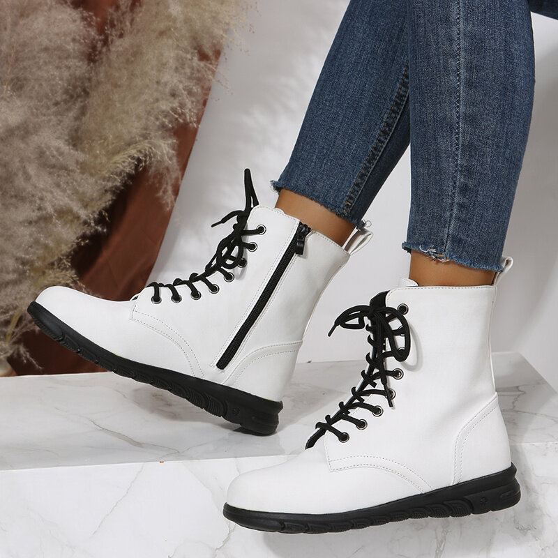 Winter Women's Boots Ethnic Style Retro Leather Ankle Boots Platform Boots Fashion Fur Integrated Snow Boots Thick Cotton Boots