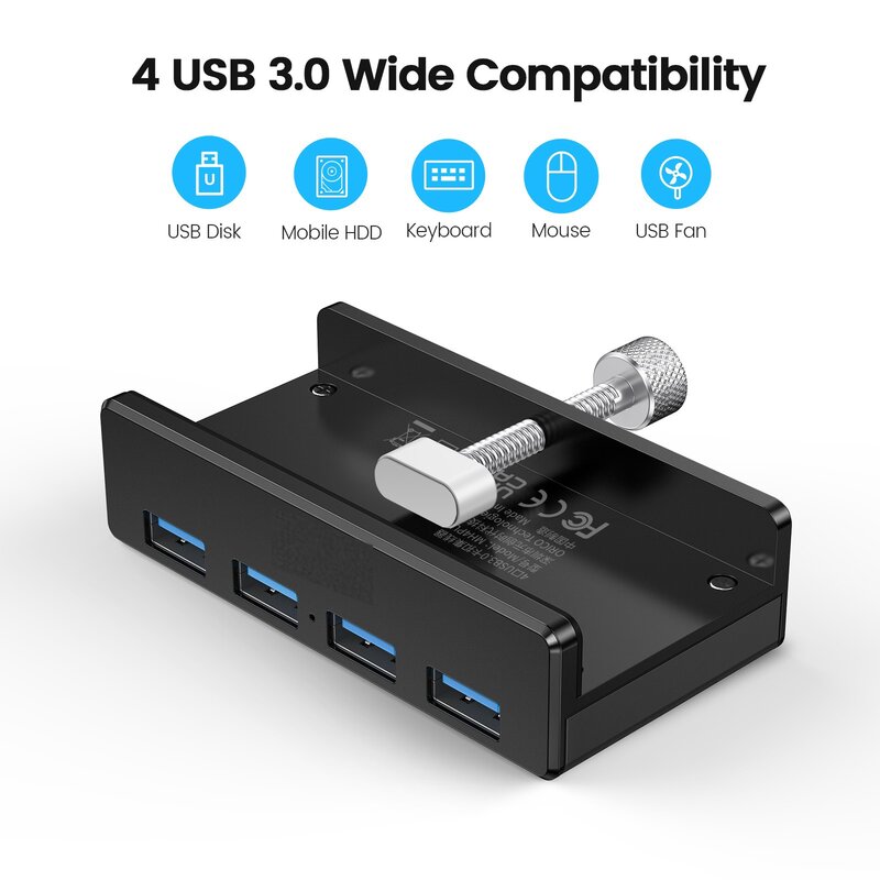 , HUB USB 3.0 zasilany z ładowania Multi 4 porty biurko klip Adapter rozgałęziacza USB czytnik kart SD do komputer stancjonarny akcesoria