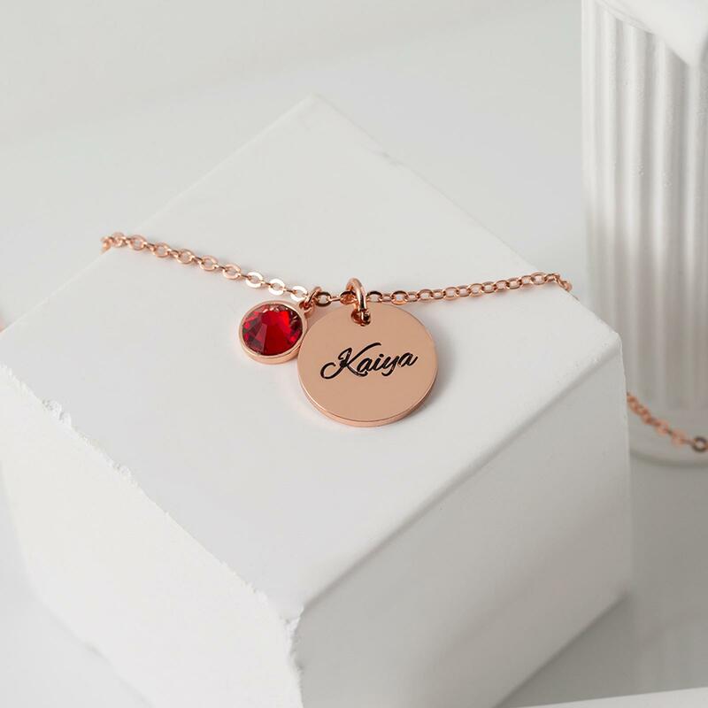 Collana fatta a mano con nome personalizzato Birthstone per le donne collana con nome eterno personalizzato per regalo di gioielli commemorativi