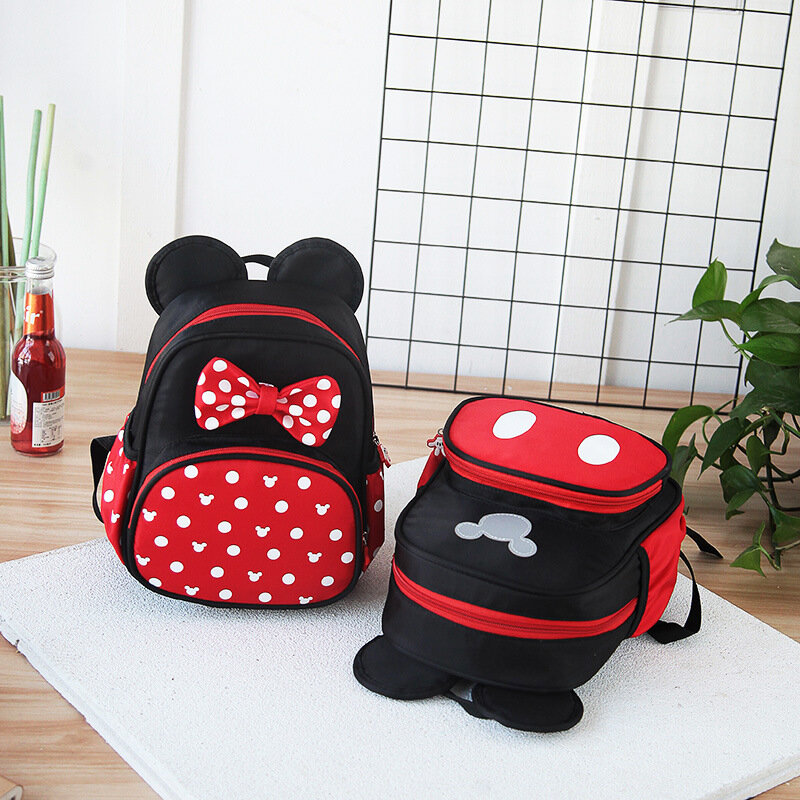 Disney-Bolso de Mickey Mouse para niños, mochila escolar con patrón de Mickey y Minnie Mouse, regalos de Navidad para niños, otoño