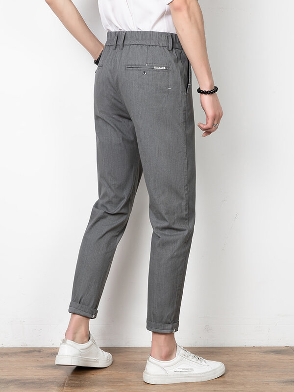 Pantaloni da uomo estivi 2022 New Fashion traspirante in cotone leggero nero grigio Slim Chinos Business Casual Straight Suit Pant