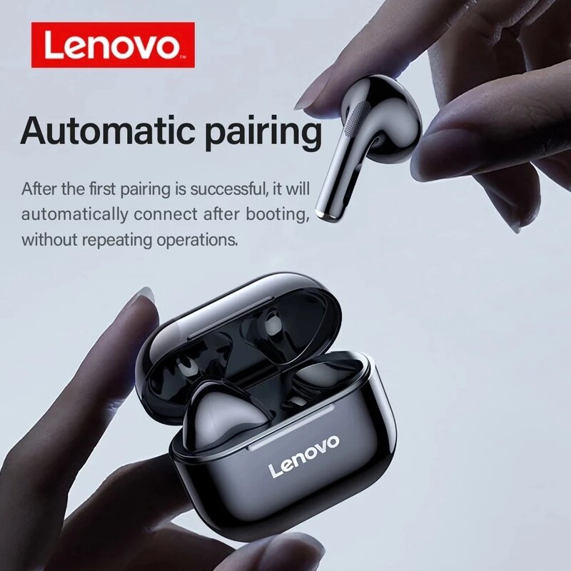 Lenovo-Bluetooth 5.0ワイヤレスヘッドセット,デュアルステレオ,ノイズリダクション,タッチ制御,長い待機時間,230mah
