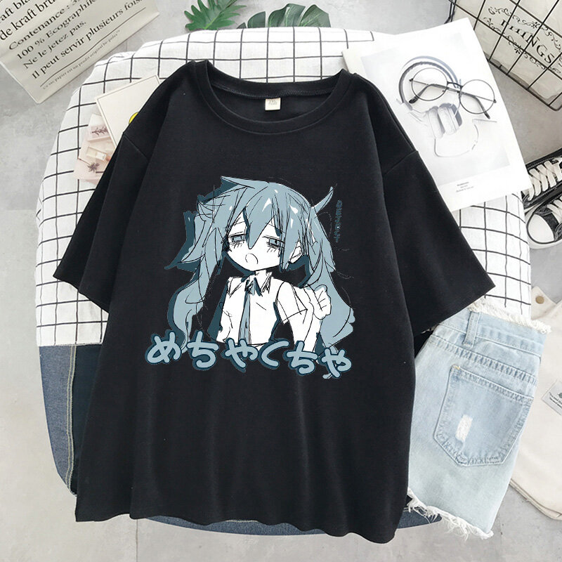 Anime Vrouwen T-shirts Manga Karakter Print Korte Mouwen T-shirt Harajuku Zomer Mode Vrouw Blouses 2022 Y2k Kleding Tops