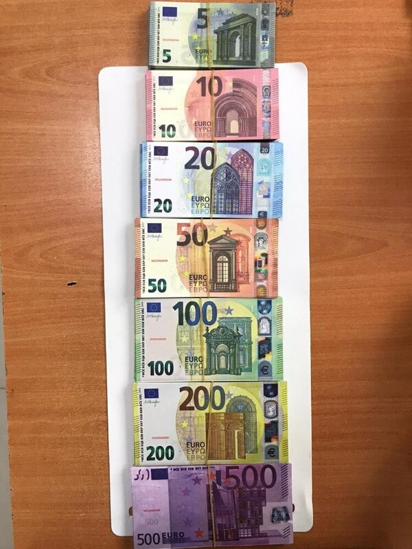 Super le banconote dimensioni reali 100 pezzi 1/5/10/20/50/100/200/500 euro dollaro inglese sterling clip matrimonio s gioielli denaro falso