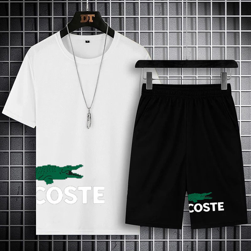 Terno esportivo casual masculino, shorts de manga curta, moda verão, conjunto de 2 peças