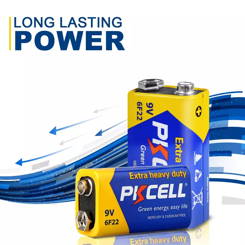 Pkcell 10 baterias resistentes super da bateria dos pces 9v 6f22 batteria seco para o detector de metais infravermelho do pinpointer do termômetro