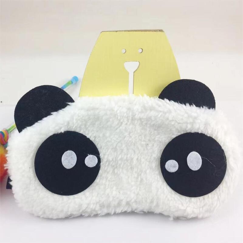 การ์ตูน Panda Sleep Shade Eye Mask ผ้า Plush Soft Eye Patches Sleeping Mask บรรจุภัณฑ์อิสระ