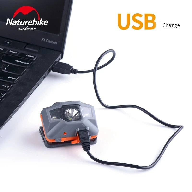 Naturehike ไฟหน้า LED แบบชาร์จ USB แบบพกพา แคมป์ปิ้ง ไฟหน้าเดินป่า กลางแจ้ง ซุปเปอร์ไบร์ท ไฟหน้าตกปลากล...