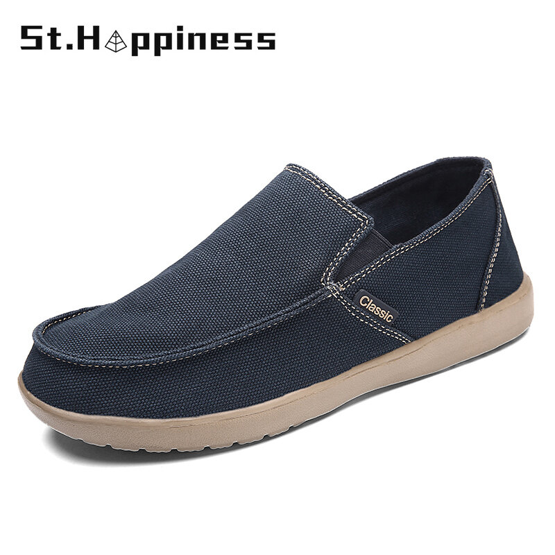 2022 Summer New Men's Canvas Boat Shoes Breathable Fashion Casual Soft Driving Shoes Lightweigh Slip On Loafers Big Size Hot