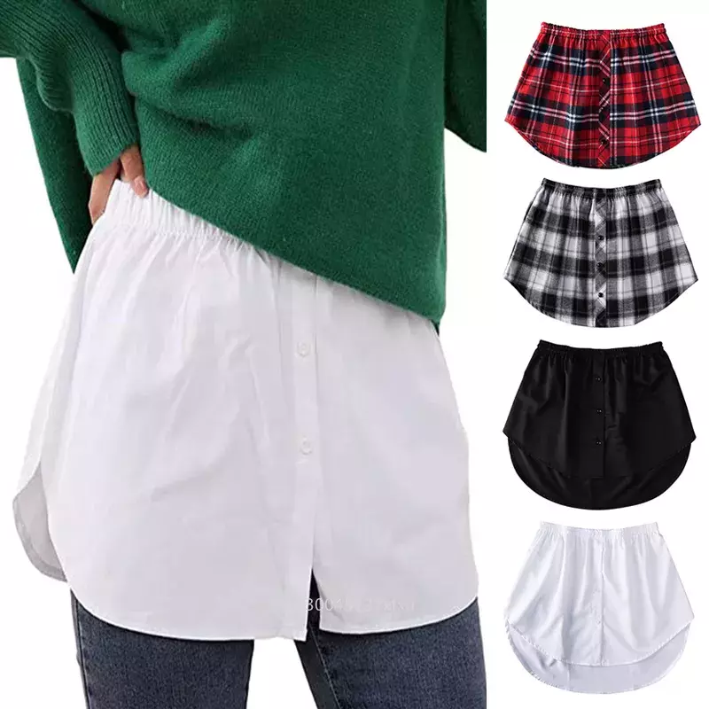 Extensores de camisa para mujer, falda Irregular de cola de camisa falsa, dobladillo de cola, algodón suave desmontable, bajo falda informal, suéter con dobladillo