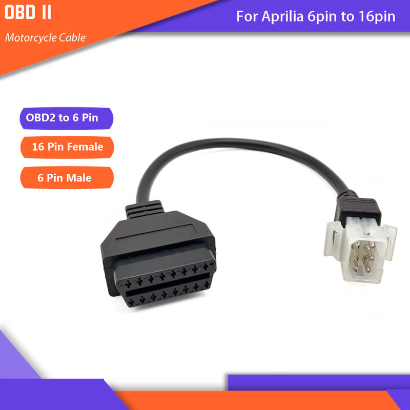 For Aprilia For Husqvarna OBD Motorcycle Diagnostic Cable Motorbike 6Pin To 16Pin OBD2 Adapter Connector