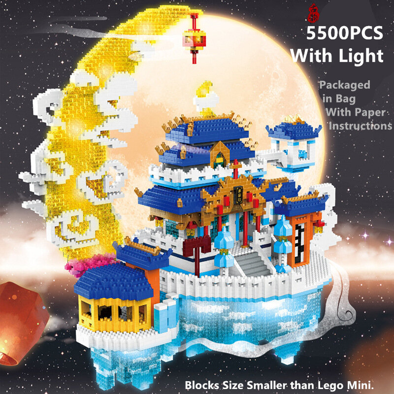 Licht Diamanten Chinese Architectuur Tuin Blokken Model Bouw Speelgoed Hobby 12 14 15 Jaar Oude Kinderen Volwassen Bricks