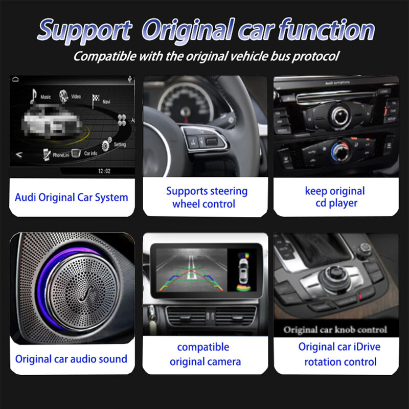 Autoradio 9 ", Android 12, Carplay, BT, IPS, navigation GPS, écran tactile, WIFI, 4G, stéréo, lecteur multimédia pour voiture Audi A6, C7, A7 (2012 – 2018)