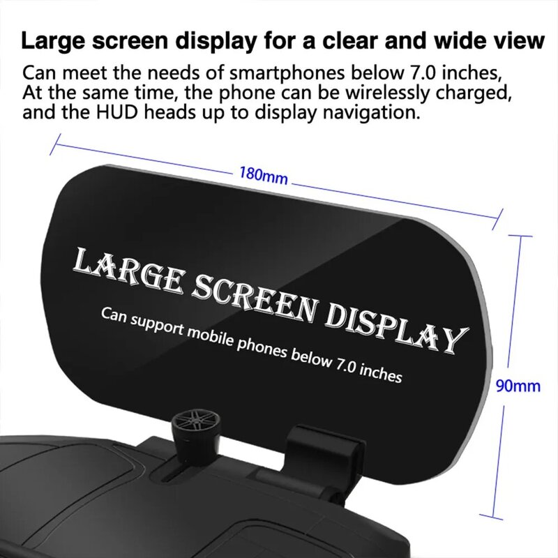 Hud carregador do telefone móvel carregador sem fio gps navegação carro projetor velocidade suporte de carregamento do carro cabeça up display navegação