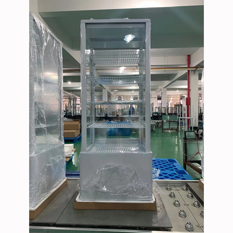 Vitrine de padaria vidro quatro lados vidro display bancada refrigerador refrigerador geladeira XC-98L vidro porta deslizante 98l