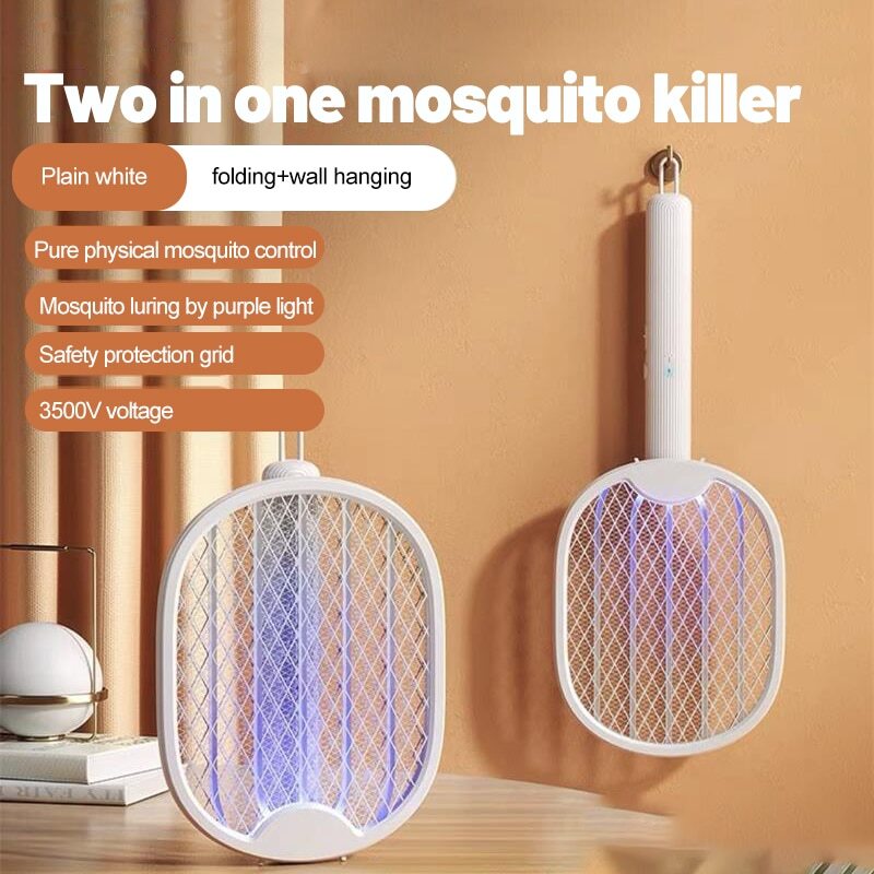 LMC Nieuwe Mosquito Killer Lamp USB Oplaadbare Elektrische Opvouwbare Mosquito Killer Racket Fly Swatter 3000V Afstotende Lamp Hot Verkoop Snelle levering