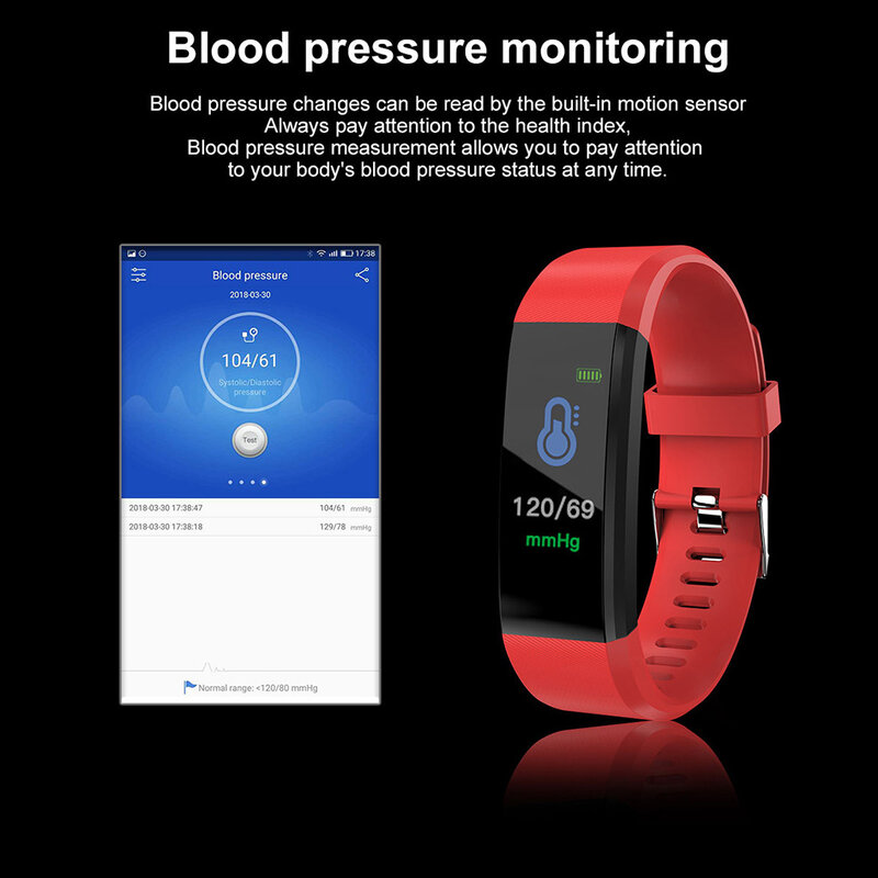 Bracelet intelligent de sport Bluetooth plus, étanche, moniteur électronique de fréquence cardiaque, d'oxygène dans le sang et de pression artérielle pour adultes
