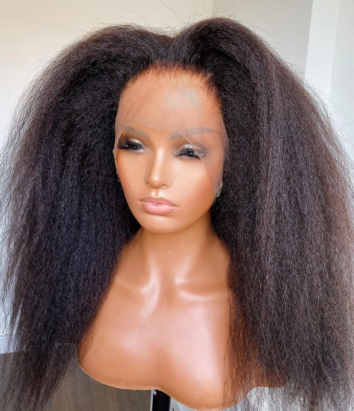 Perruque Lace Frontal Wig Remy naturelle crépue lisse – Amanda, cheveux humains, 4x4 13x4, perruque Lace Frontal Wig transparente