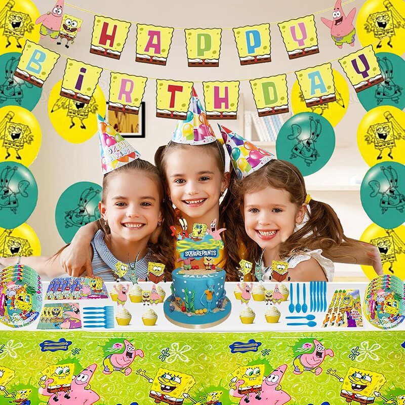 Subaquático bobobs fontes de festa patrick estrela abacaxi casa dos desenhos animados decoração festa de aniversário do bebê prato de chuveiro decoração divertida