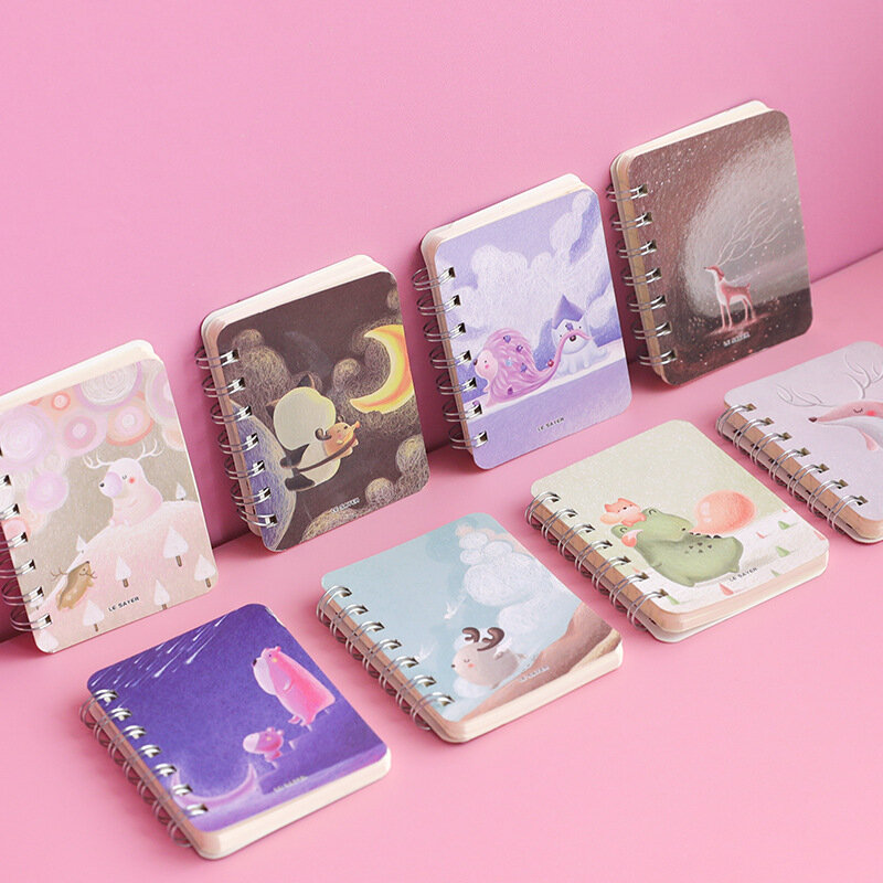 Cartoon Coil Notebook Creative Student Learning Portable Cute Gift Mini A7 Booklet Kawaii Office Simple Rollover Journal Binder