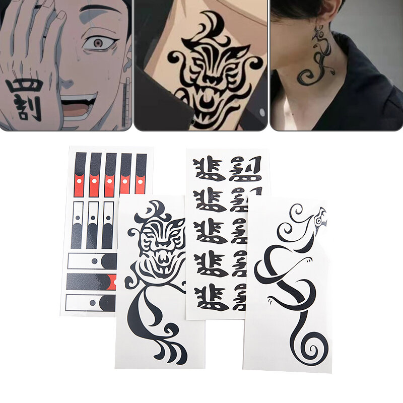 Tatuajes de Los Vengadores de Tokio, pegatina de Cosplay de Anime, Ken Ryuguji, tatuaje temporal a prueba de agua, accesorios de dragón para Halloween