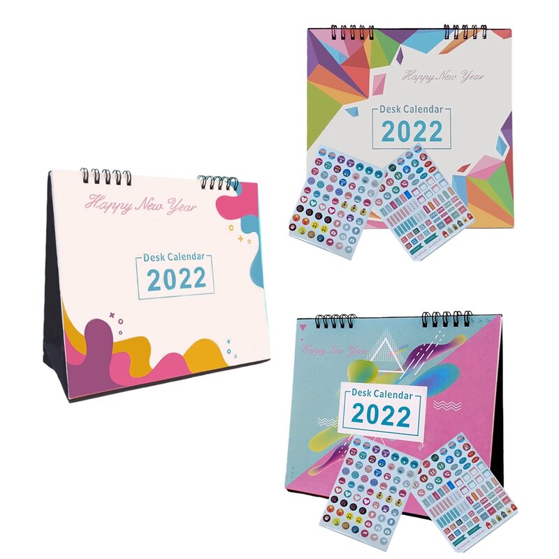 Calendário de mesa pequena 2022-lindo mensal mesa cavalete calendário inclui adesivos para calendários 2022