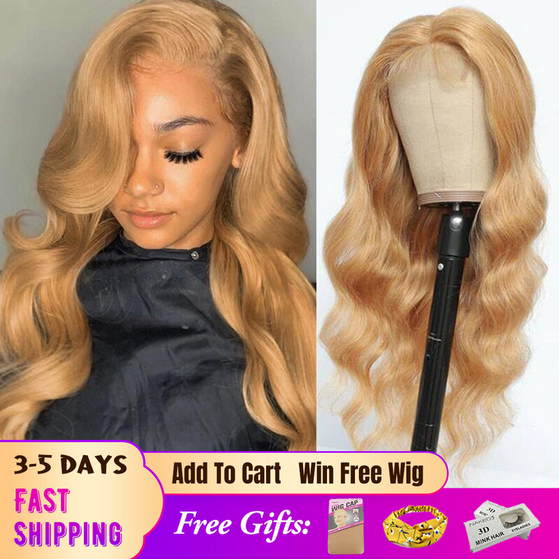 Honey Blonde Body Wave Lace Front Wigs Pre-Plucked 13x4 Lace Frontal Wigs #27 Color Wigs Human Hair Wigs For Women VSHOW HAIR