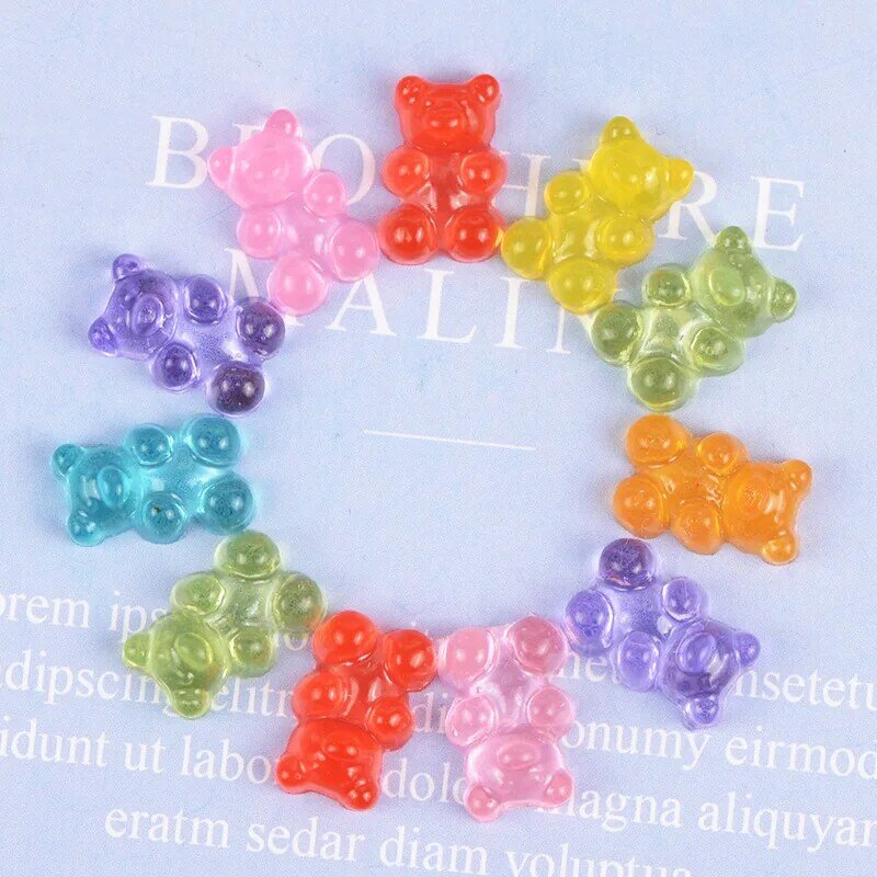 10pcs Gummy Bear Flat Back Resin DIY Craft Material For Decoration Jewelry Making Supplies Pendant Nail Earring Accessories 3D