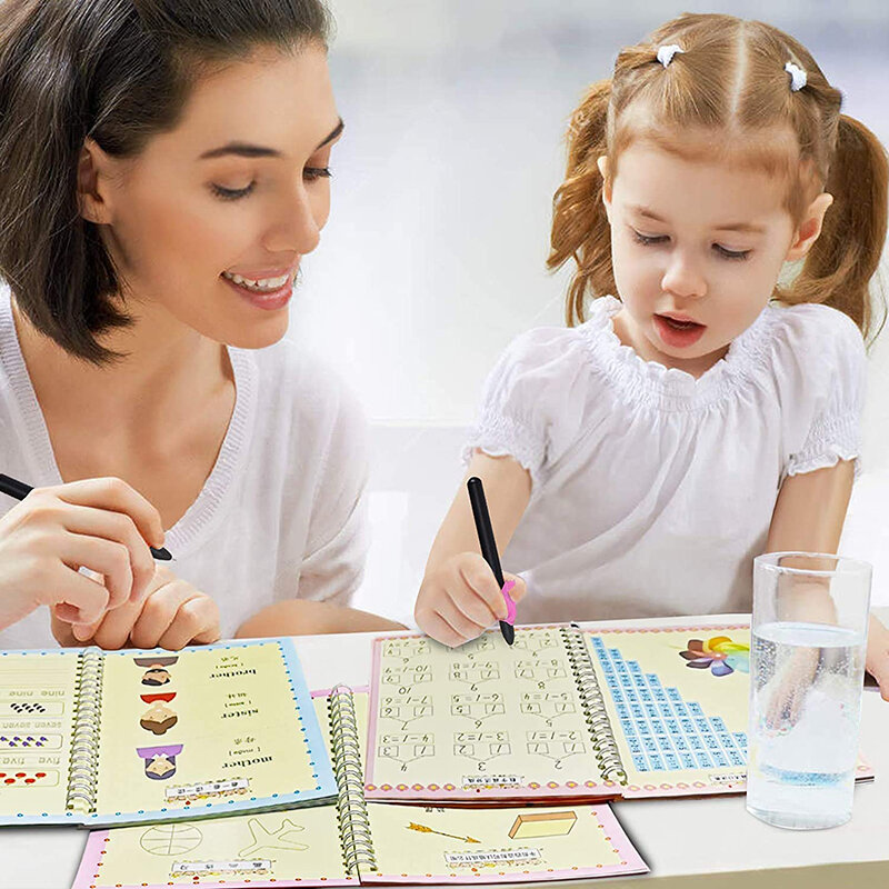 4 sztuk/partia magiczna książka Montessori kaligrafii zeszyt dla dzieci Notebook wielokrotnego użytku kaligrafii pisma zeszyty pisanie prezentów