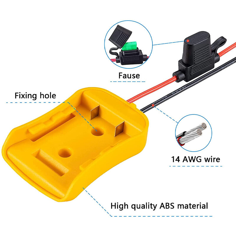 Power Wheel Adapter for Dewalt 20V 18V Lithium Battery With Fuse DIY Battery Adapter Power Connector for DCB203 DCB205 DCB206