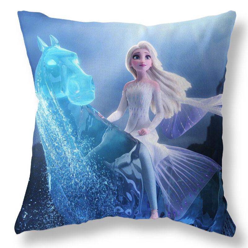 Disney Elsa Anna Princess Girls Dekoratif/Sarung Bantal Tidur Siang Sarung Bantal 1 Buah Sofa Di Tempat Tidur Hadiah Ulang Tahun Anak-anak 40X40Cm