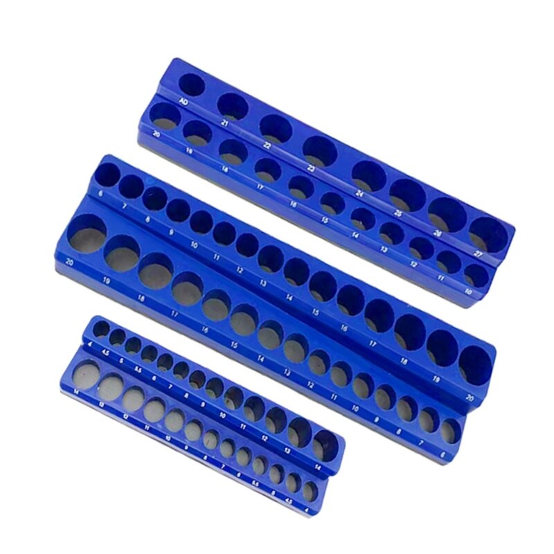 Il supporto per presa magnetica da 3 pezzi contiene 75 prese per 1/8in 3/8in 1/4in organizzatore di supporto per attrezzi magnetici di dimensioni Multiple Drop Shipping
