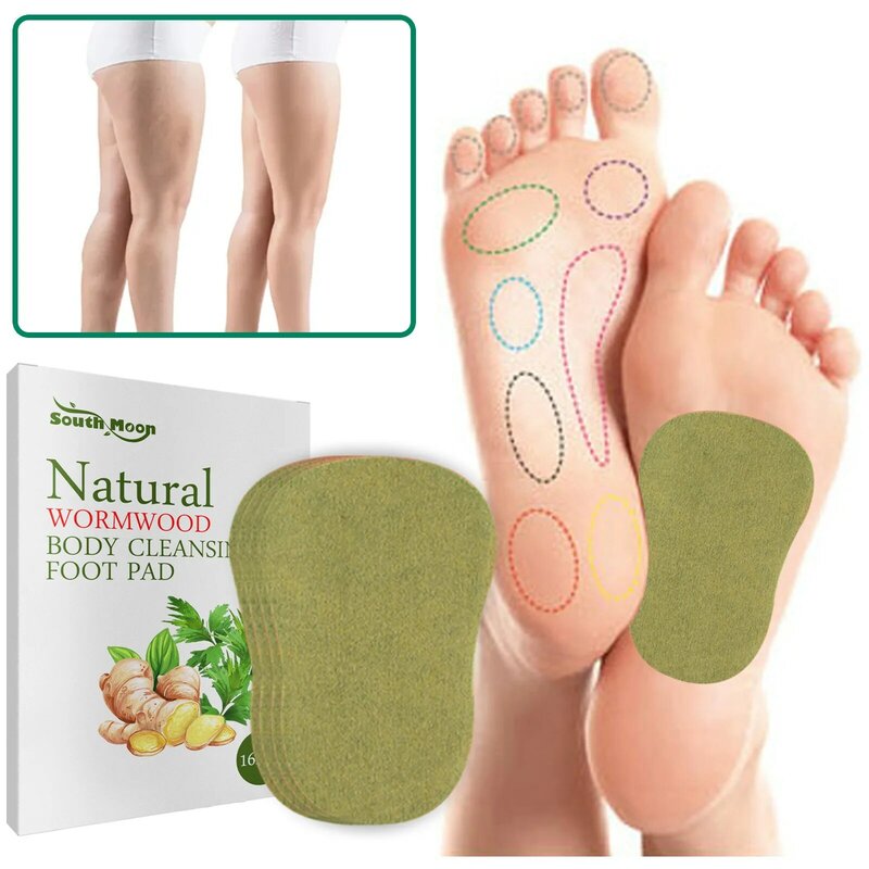 16 pçs natural absinto pé desintoxicação remendo ajuda corpo dormindo toxinas limpeza perda de peso cuidados com os pés aliviar o estresse pé adesivo