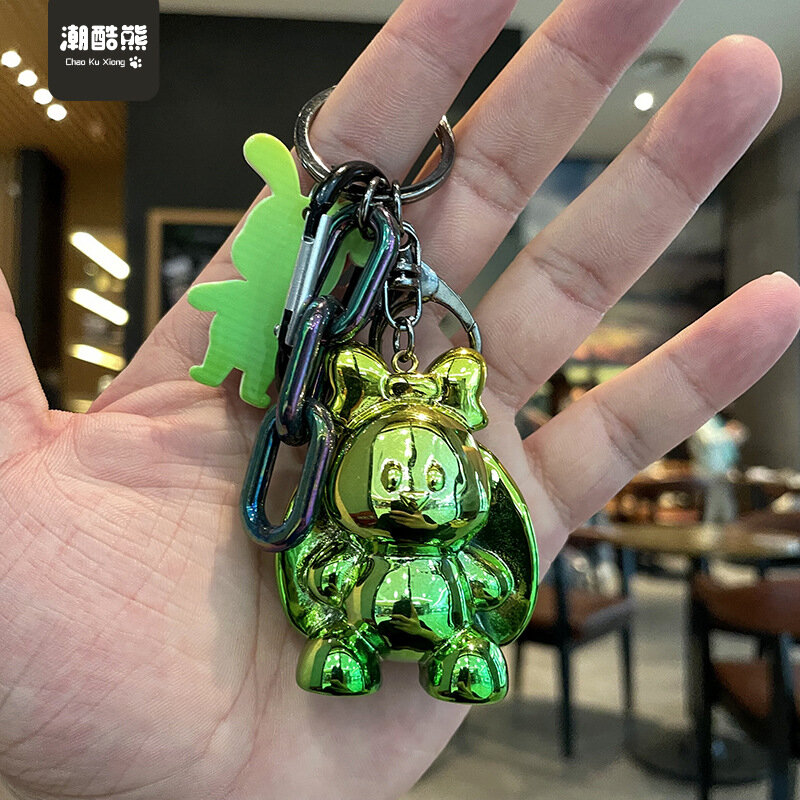 Creative Cartoon Electroplating Resin Rabbit Doll Keychain Cute Couple Bag Decorative Pendant  Animal Car Accessories Gift