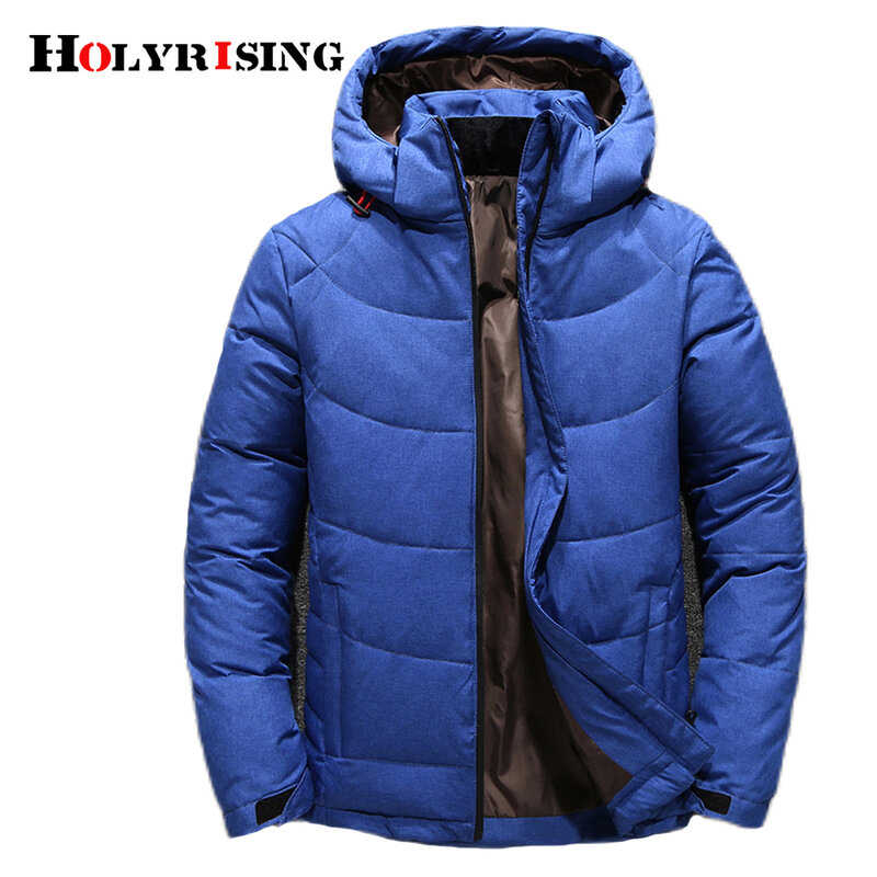 HOlyrising men White duck down coat Warm Hooded Thick Puffer Jacket Coat Male Casual High Quality Overcoat Thermal Winter Parka