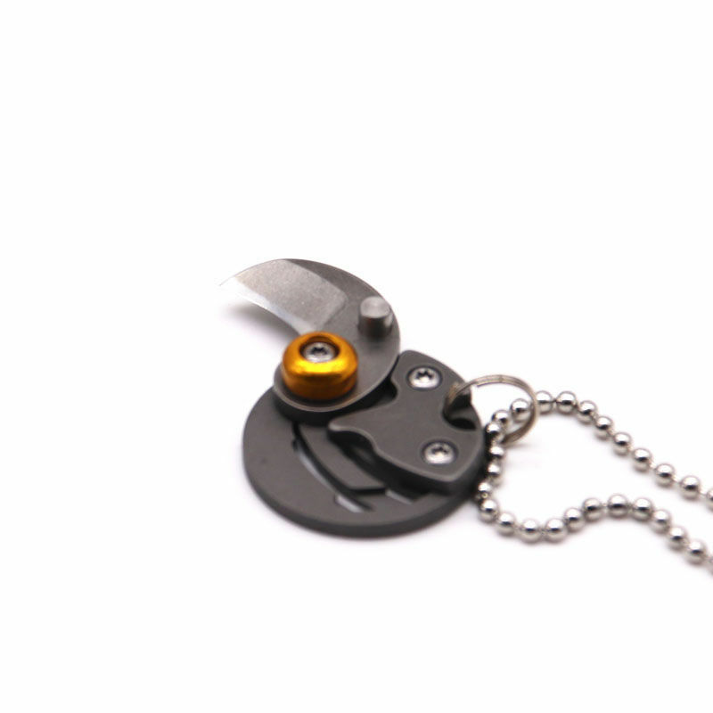Multifuncional criativo mini titânio moeda faca ao ar livre tc4 bolso chaveiro ferramenta de desembalagem faca de aço inoxidável transportar