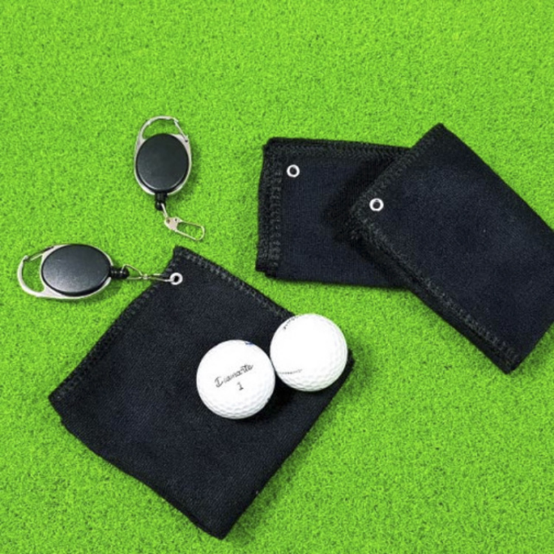Microfiber double-sided fleece golf towel cotton golf club wipe towel easy drawstring hook towel square towel