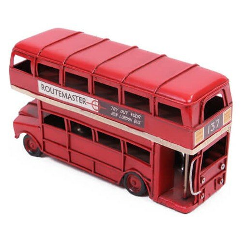 Ornament Decoratieve Metalen Auto London City Bus Office Home Ornament Tafel Süsü Twee-Verhaal Bus Decor